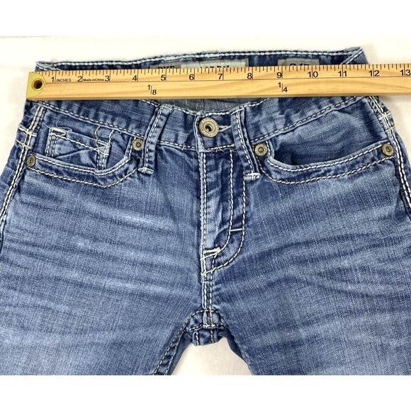 BKE Aiden Jeans Mens 24R Light‎ Wash Denim Distress Destroyed Boot Altered Hem - Picture 4 of 12